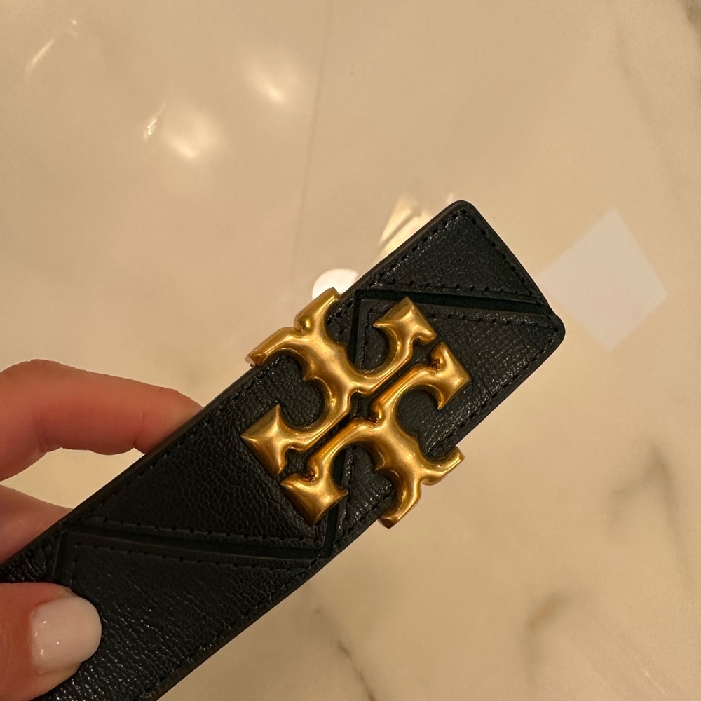 Tory Burch Logo Belt-emerald green